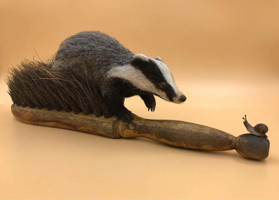 Needle Felted Badger