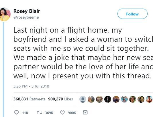Woman Switched Seats on a Plane and Became Cupid