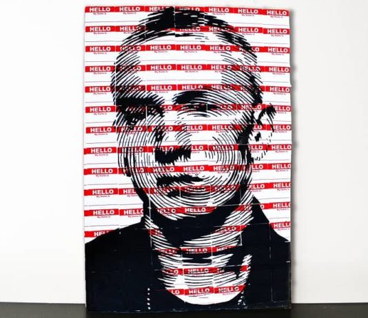 See How Artist Draws Eminem Using “Hello My Name Is” Stickers