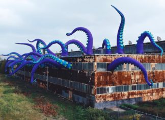 A Giant Purple Sea Monster Takes Over a Philadelphia Warehouse
