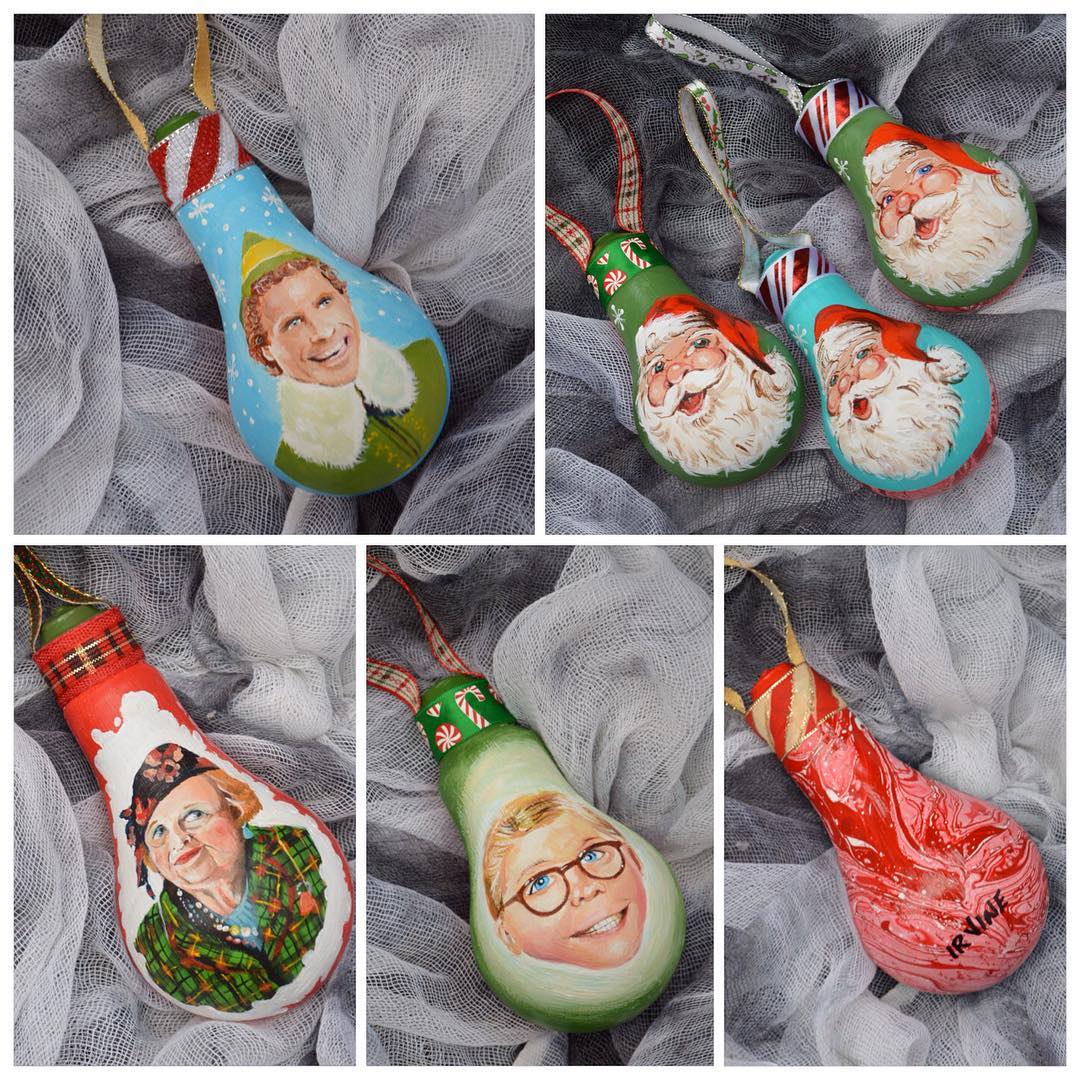 Artist Transforms Salvaged Burntout Light Bulbs Into Christmas Decor