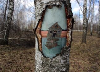 Russian Artist Uses Forest Trees as Canvases
