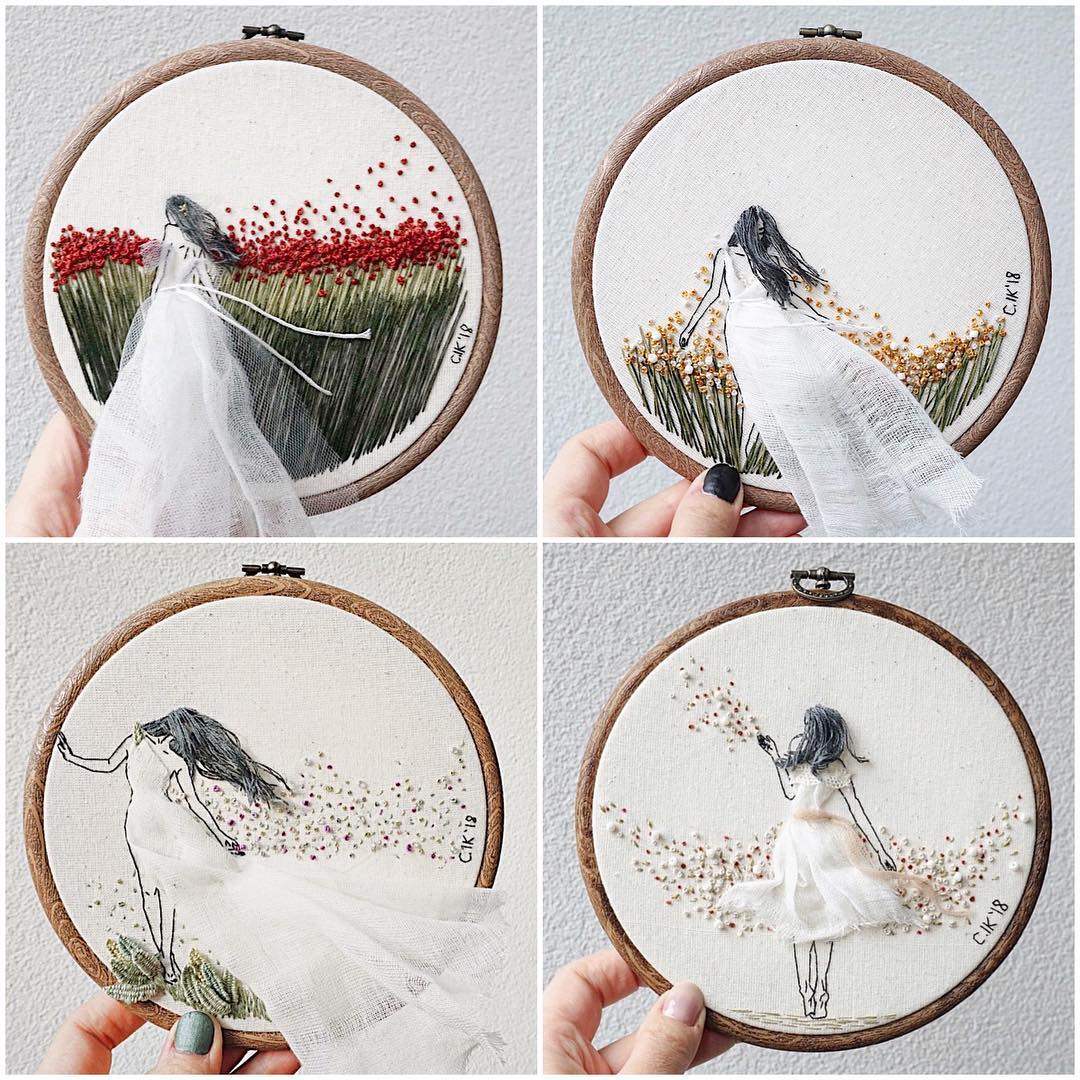 Artist Creates Amazing Embroidery Designs With 3D Elements