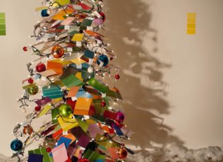 Artist Creates Incredible Christmas Tree Out of Paint Samples and Old Blinds