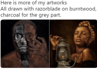 Talented Artist Creates Masterpieces from Burnt wood, Using a Razor