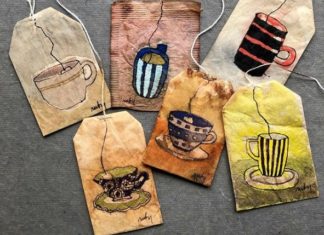 Artist Uses Dried Tea Bags as Her Canvas