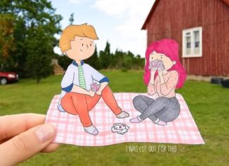 Illustrator Makes Paper Figures to Take Pictures Instead Of Her
