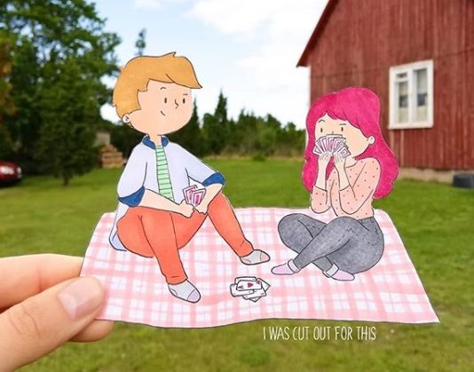 Illustrator Makes Paper Figures to Take Pictures Instead Of Her